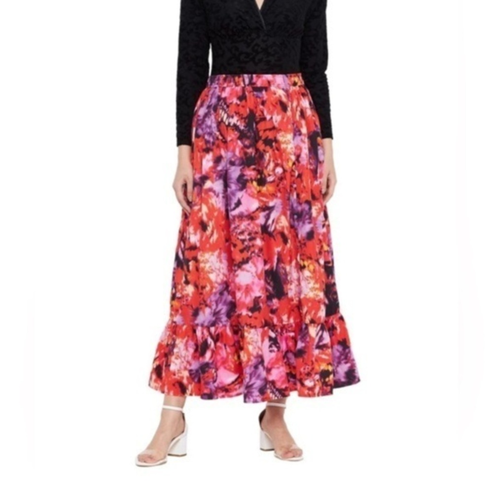 Gypsie Blu Paisley Printer Multicolor Pleated Lycra maxi skirt